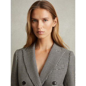 REISS DREW Wool Dogtooth Double Breasted Blazer